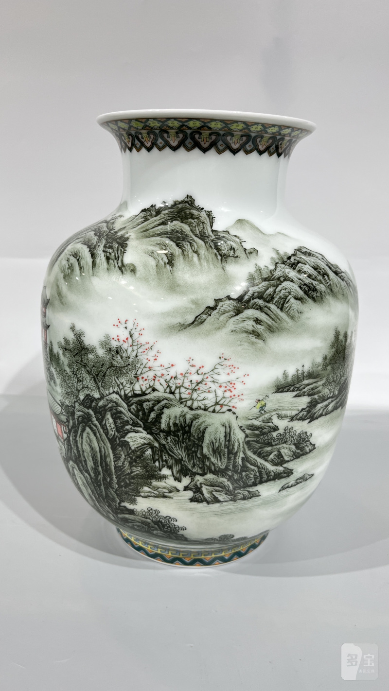 五六七 新粉彩山水人物灯笼瓶 - 图7